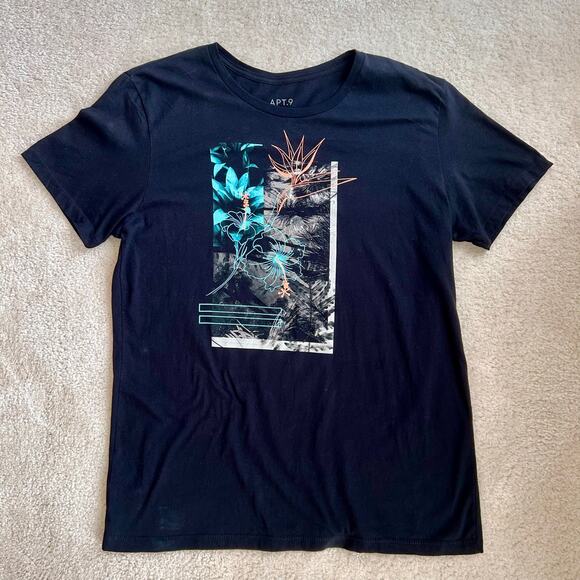 Kohl's APT. 9 Tropical Island Short Sleeve Black T-Shirt in Men's Large - Picture 8 of 9